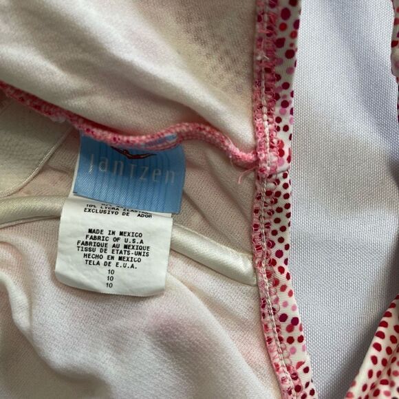 Jantzen VTG White Pink Red One Piece Bathing Suit Swimsuit Size 10 - Picture 5 of 7